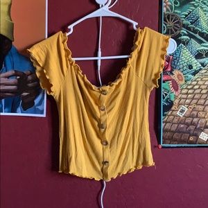 Yellow strapless crop top